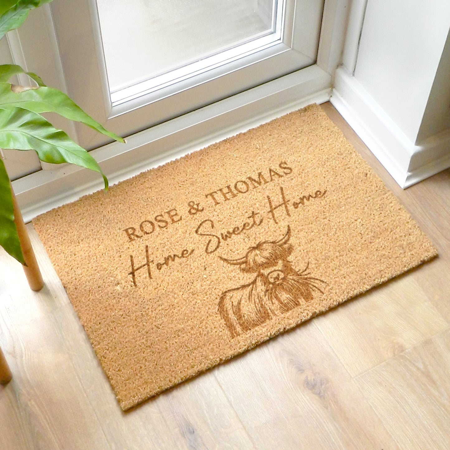 Personalised Highland Cow Doormat: 1 - Doormats By Gift Moments