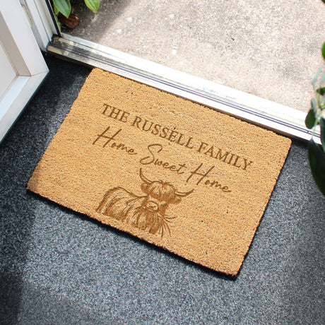 Personalised Highland Cow Doormat: 2 - Doormats By Gift Moments