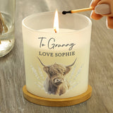 Personalised Highland Cow Frosted Glass Candle: 3 - Candles By Gift Moments