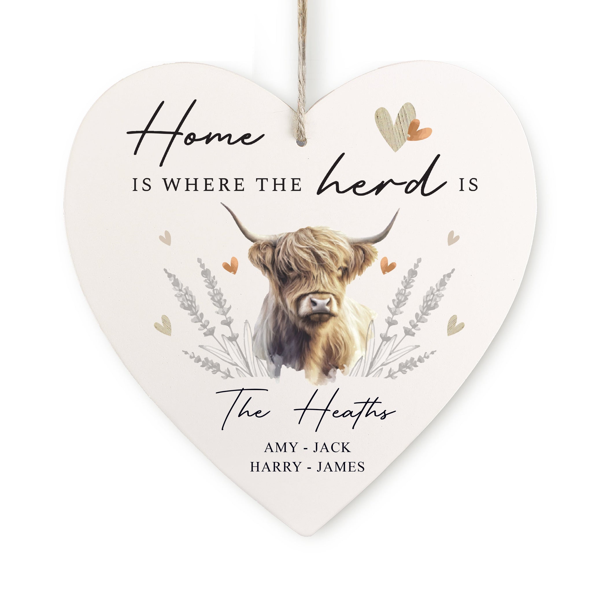 Personalised Highland Cow Hanging Heart Ornament: 5 - Decorations By Gift Moments