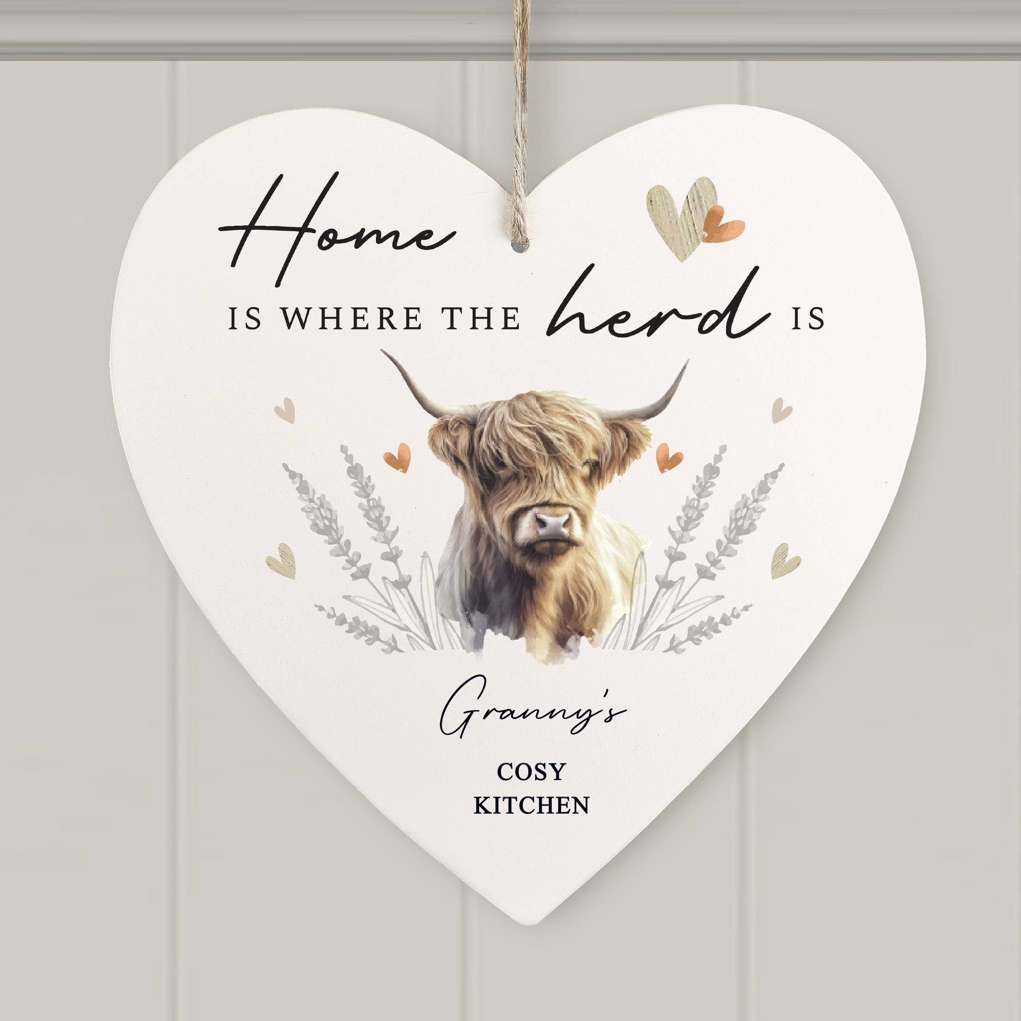 Personalised Highland Cow Hanging Heart Ornament: 3 - Decorations By Gift Moments