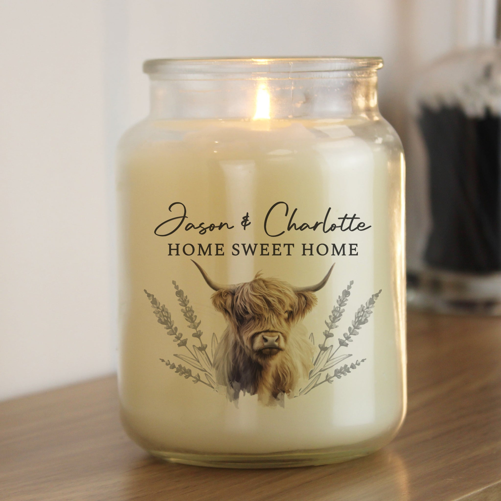 Personalised Highland Cow Large Candle Jar: 2 - Candles By Gift Moments