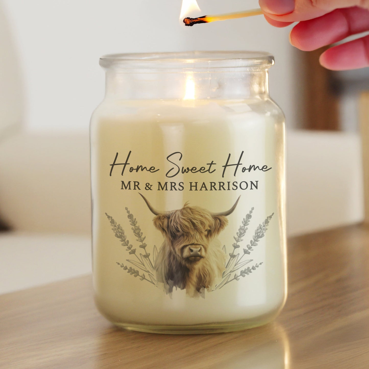 Personalised Highland Cow Large Candle Jar: 4 - Candles By Gift Moments
