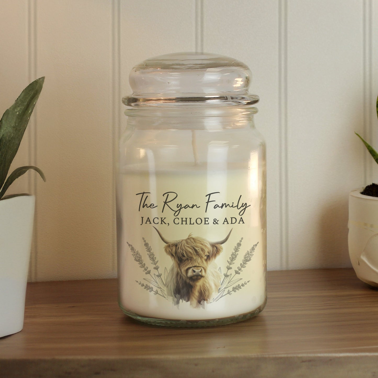Personalised Highland Cow Large Candle Jar: 3 - Candles By Gift Moments
