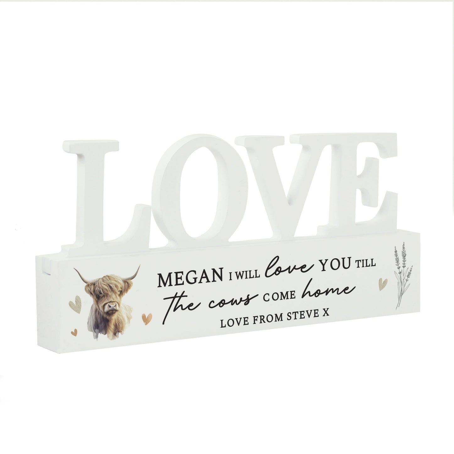 Personalised Highland Cow LOVE Wooden Ornament: 5 - Ornaments By Gift Moments