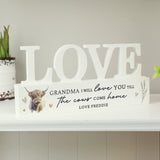 Personalised Highland Cow LOVE Wooden Ornament: 3 - Ornaments By Gift Moments