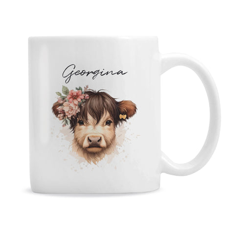 Personalised Highland Cow Mug - Girl: 5 - Mugs By Gift Moments