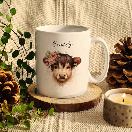 Personalised Highland Cow Mug - Girl: 2 - Mugs By Gift Moments