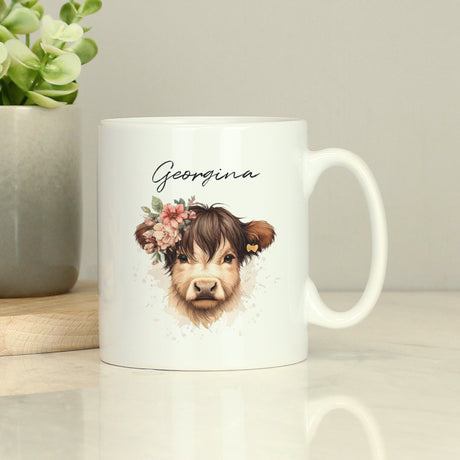 Personalised Highland Cow Mug - Girl: 4 - Mugs By Gift Moments