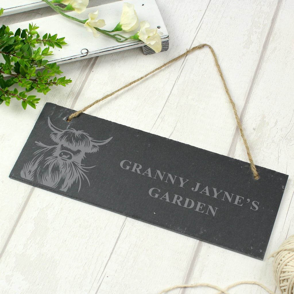 Personalised Highland Cow Slate Sign - Shop Signs & Plaques At Gift Moments - 1