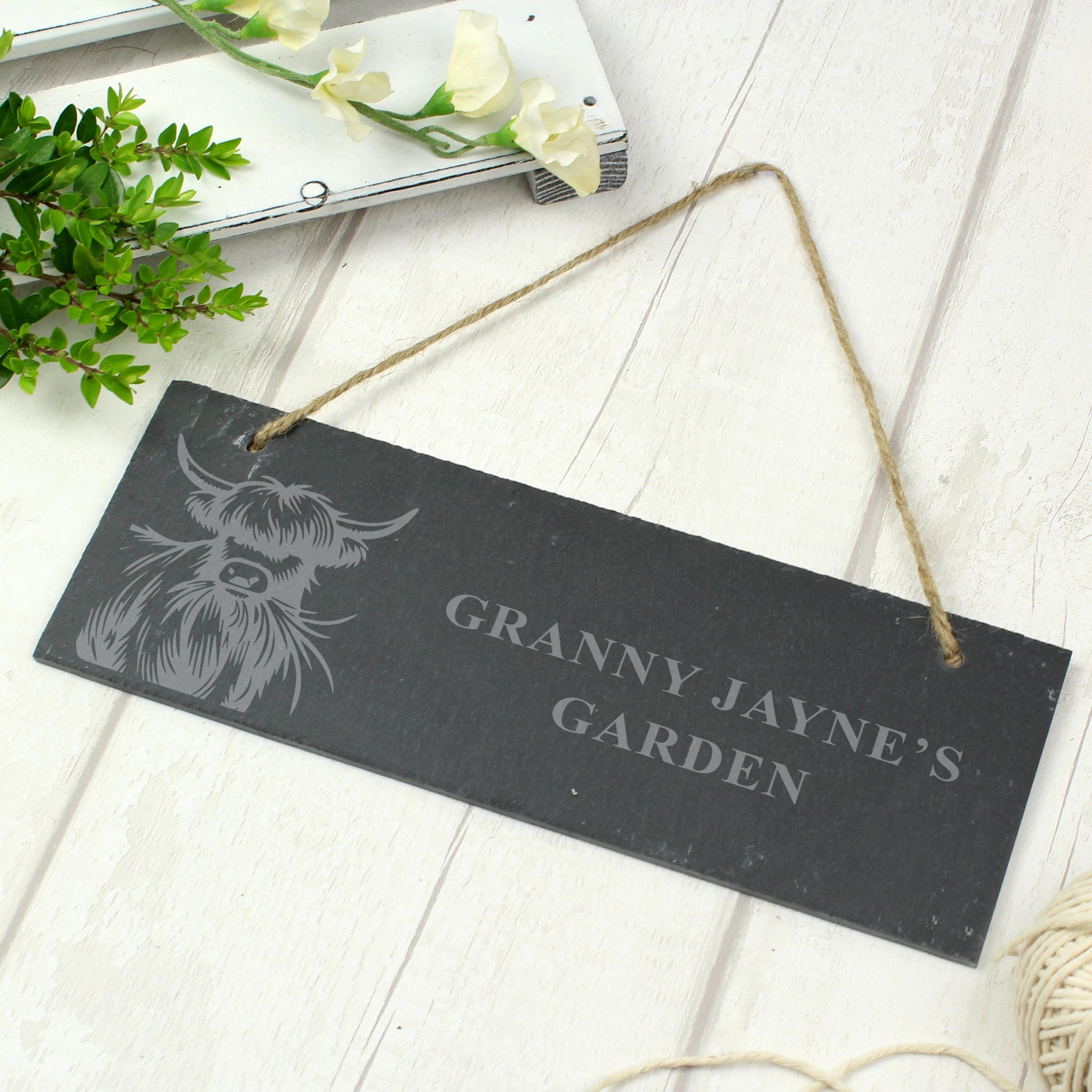 Personalised Highland Cow Slate Sign: 1 - Signs & Plaques By Gift Moments