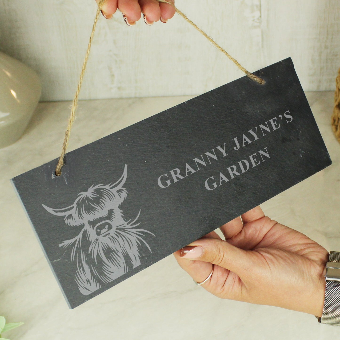 Personalised Highland Cow Slate Sign: 2 - Signs & Plaques By Gift Moments