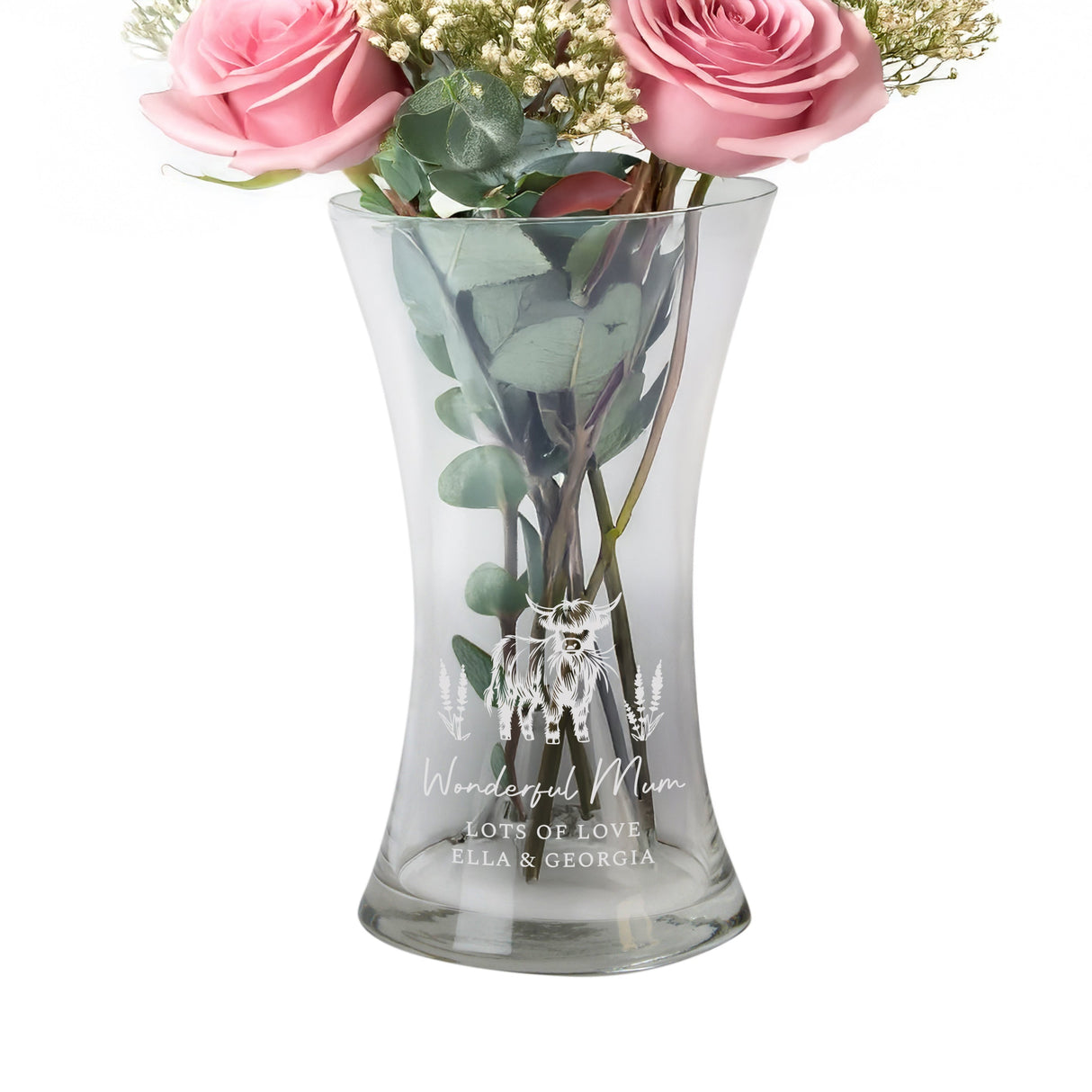 Personalised Highland Cow Waisted Vase: 5 - Vases By Gift Moments