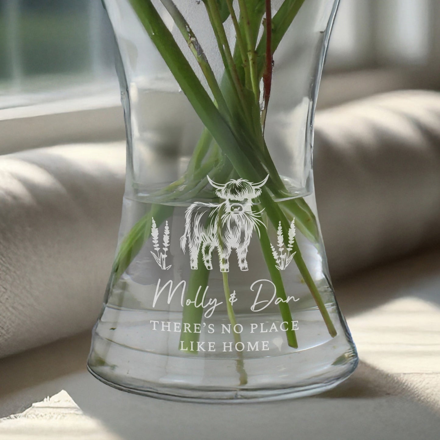 Personalised Highland Cow Waisted Vase: 2 - Vases By Gift Moments