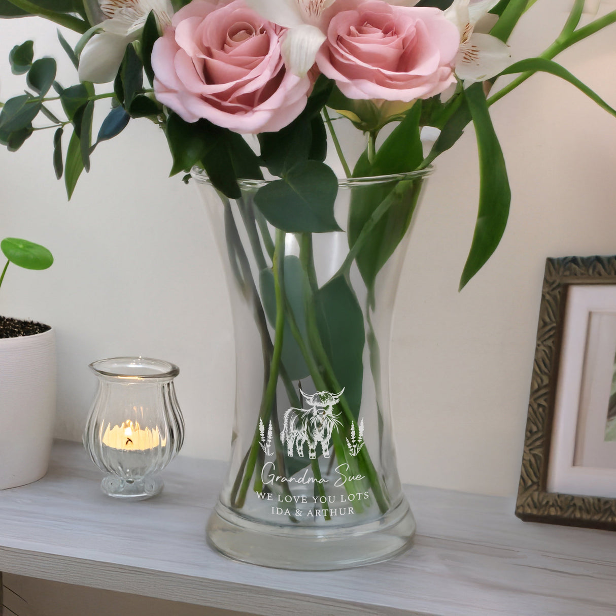 Personalised Highland Cow Waisted Vase: 4 - Vases By Gift Moments