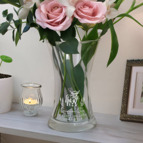 Personalised Highland Cow Waisted Vase: 4 - Vases By Gift Moments