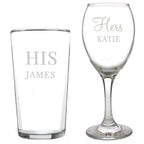 Personalised His & Her Pint and Wine Glass Set - Shop Wine Glasses At Gift Moments - 5