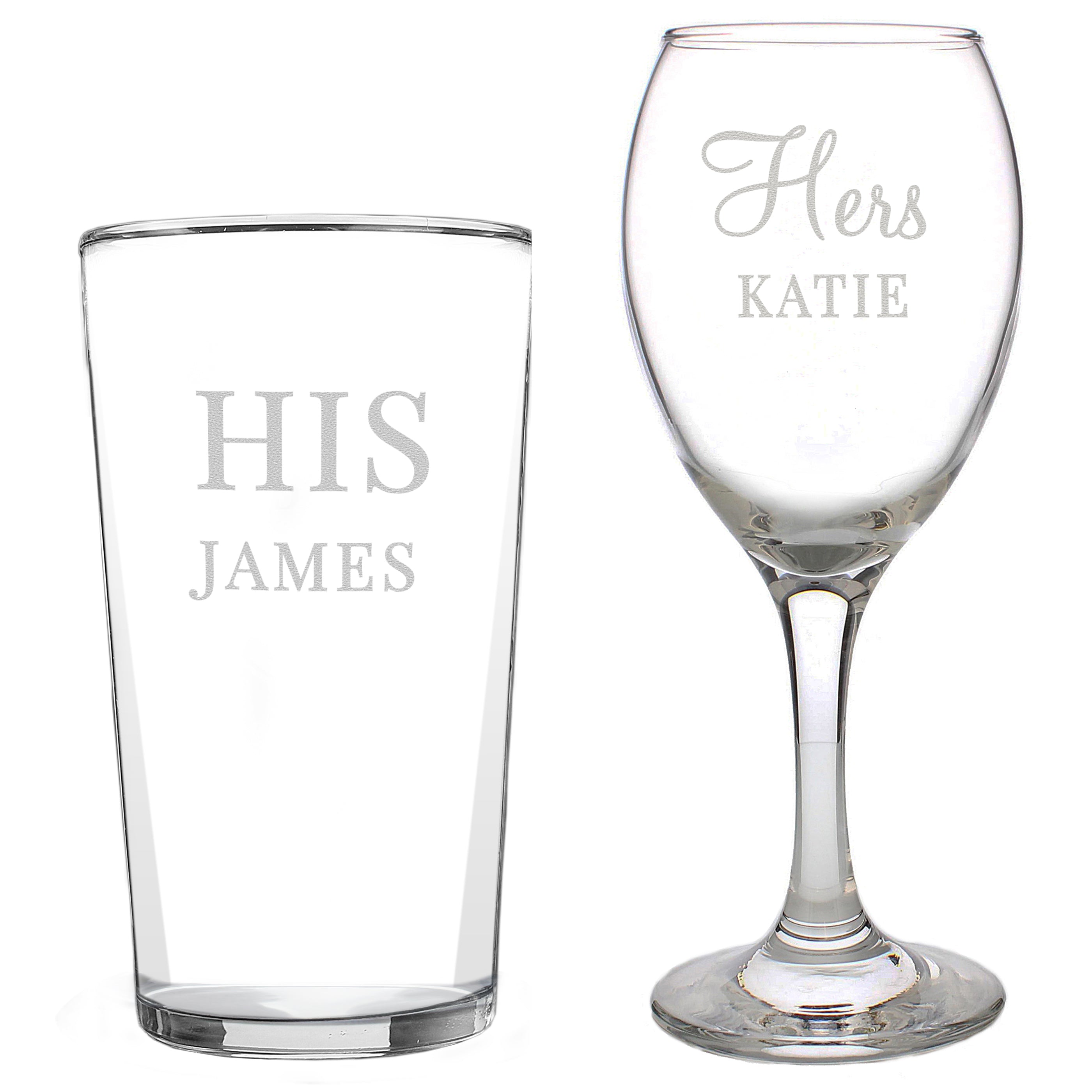 Personalised His & Her Pint and Wine Glass Set - Shop Wine Glasses At Gift Moments - 5