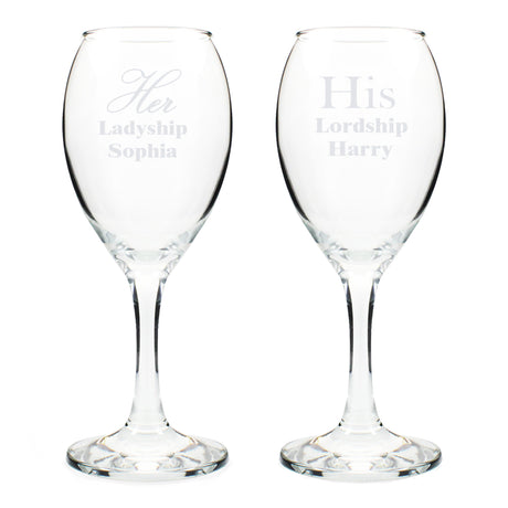 Personalised His & Her Wine Glass Set: 5 - Wine Glasses By Gift Moments