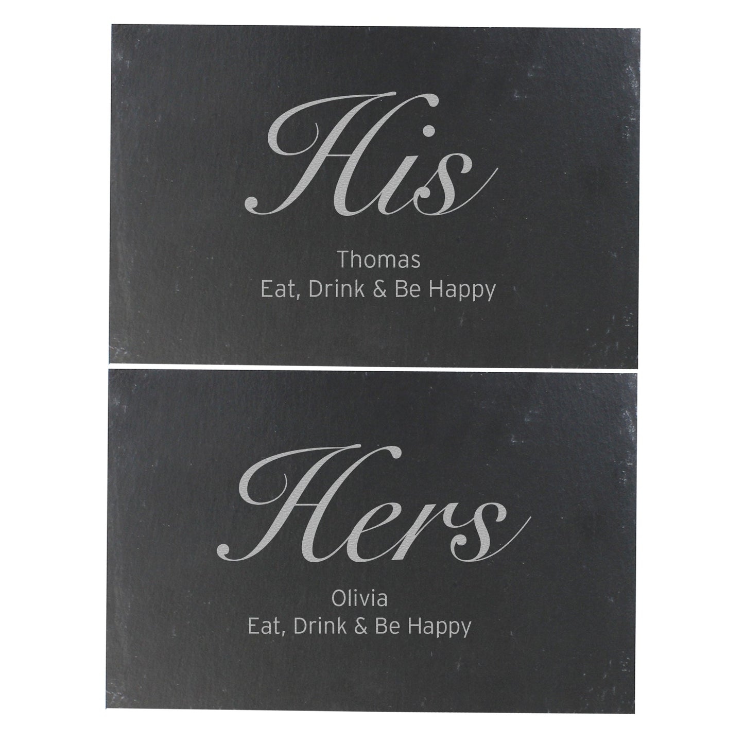 Personalised His and Hers Slate Placemat Set: 3 - Placemats By Gift Moments