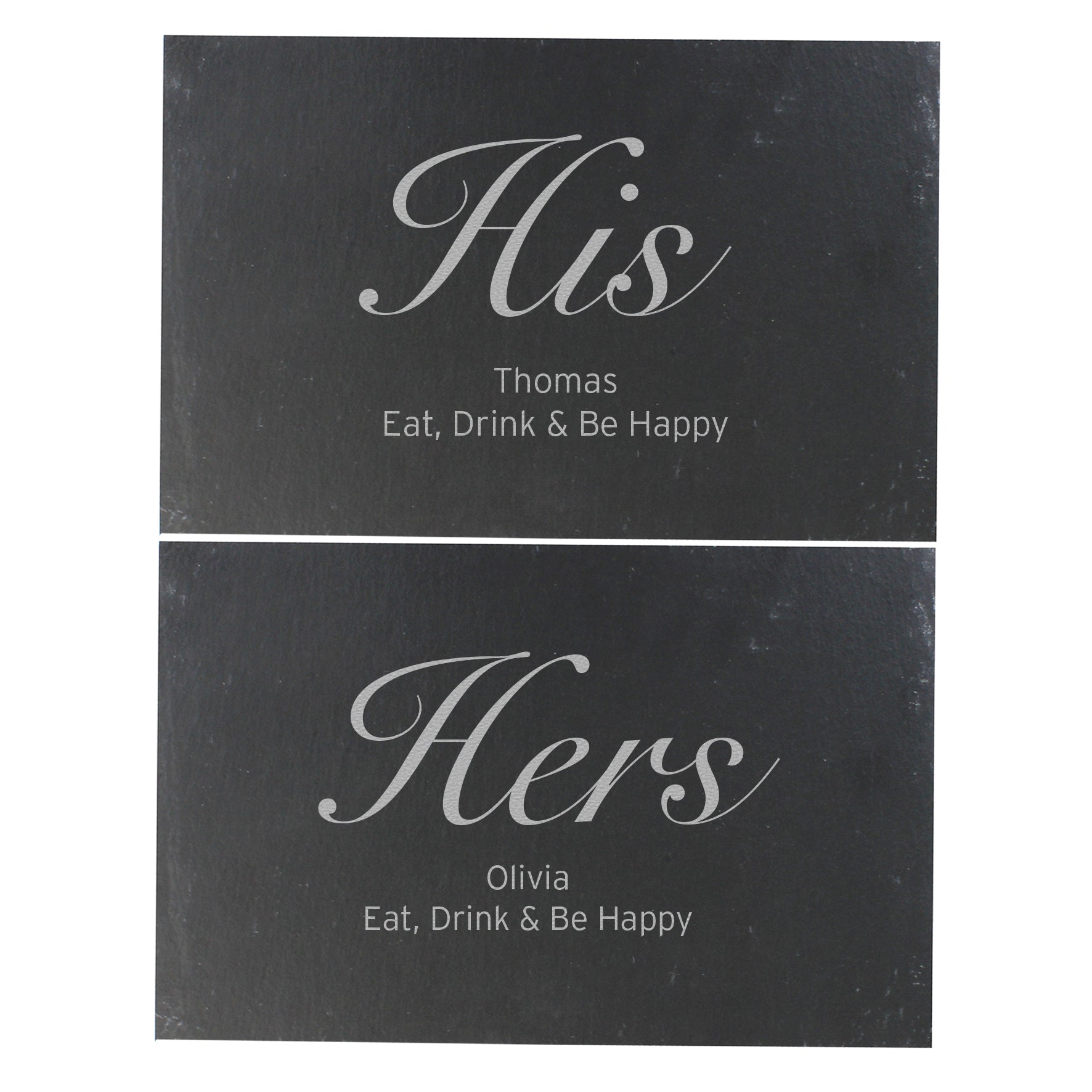 Personalised His and Hers Slate Placemat Set: 3 - Placemats By Gift Moments