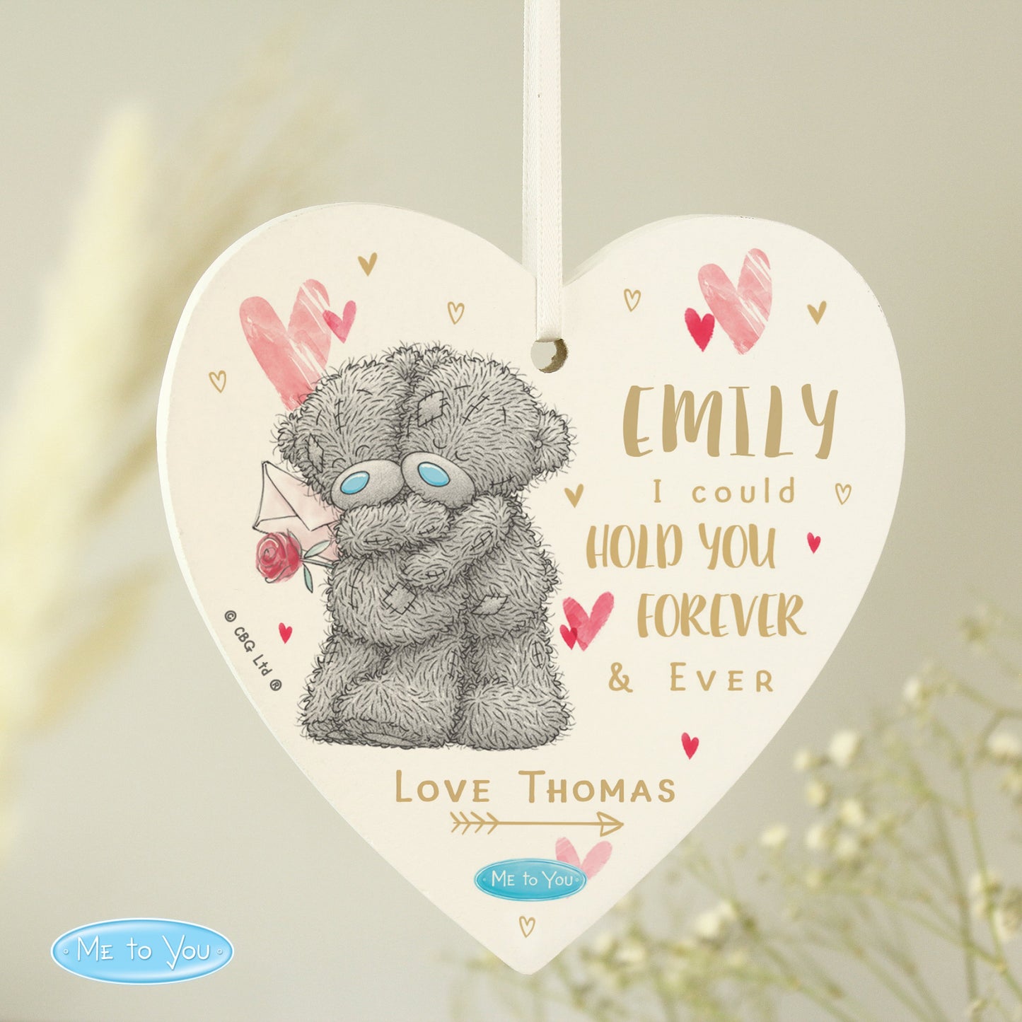 Personalised Me To You Hold You Forever Wooden Heart Decoration: 2 - Decorations
