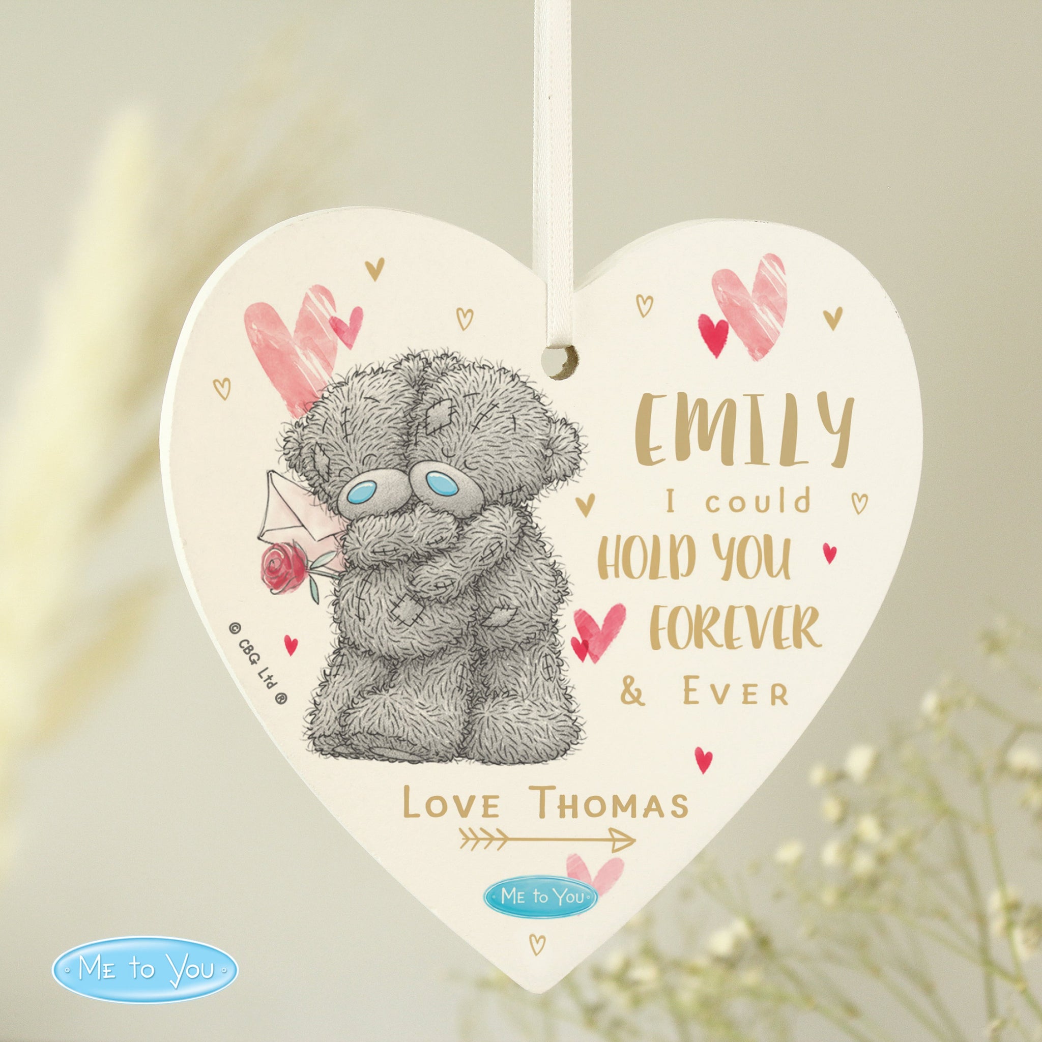 Personalised Me To You Hold You Forever Wooden Heart Decoration: 2 - Decorations