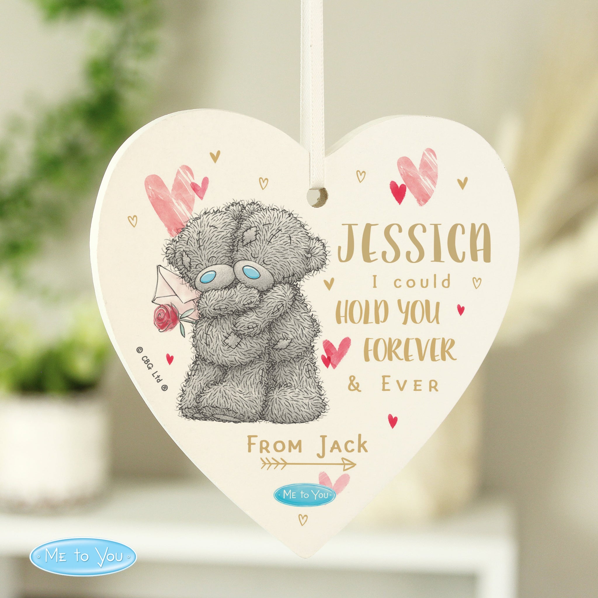 Personalised Me To You Hold You Forever Wooden Heart Decoration: 1 - Decorations