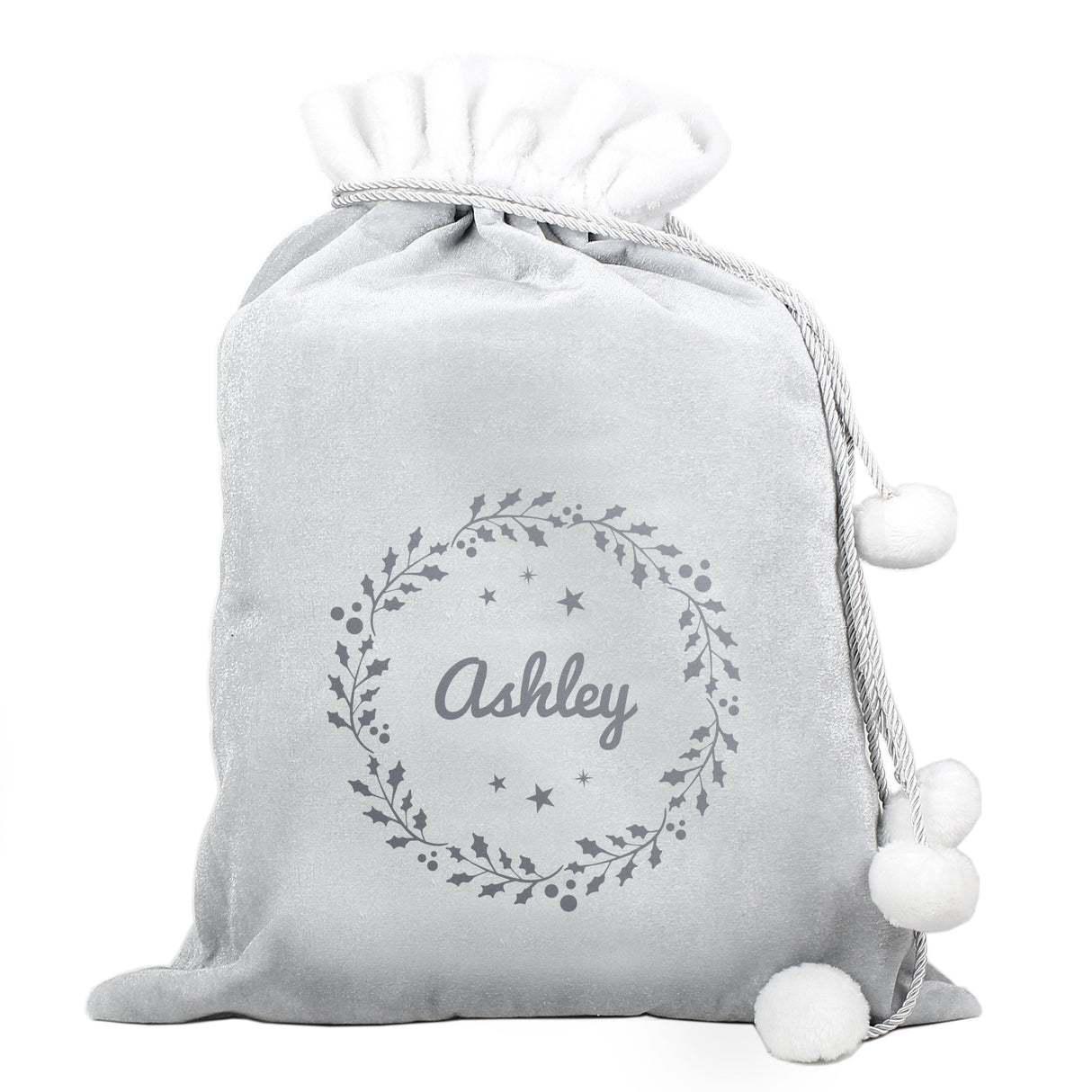 Personalised Holly Grey Christmas Sack: 5 - Christmas Sacks By Gift Moments