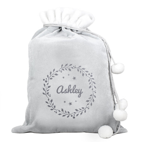 Personalised Holly Grey Christmas Sack: 5 - Christmas Sacks By Gift Moments