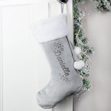 Personalised Holly Grey Christmas Stocking: 1 - Christmas Stockings By Gift Moments