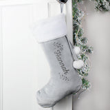 Personalised Holly Grey Christmas Stocking: 3 - Christmas Stockings By Gift Moments