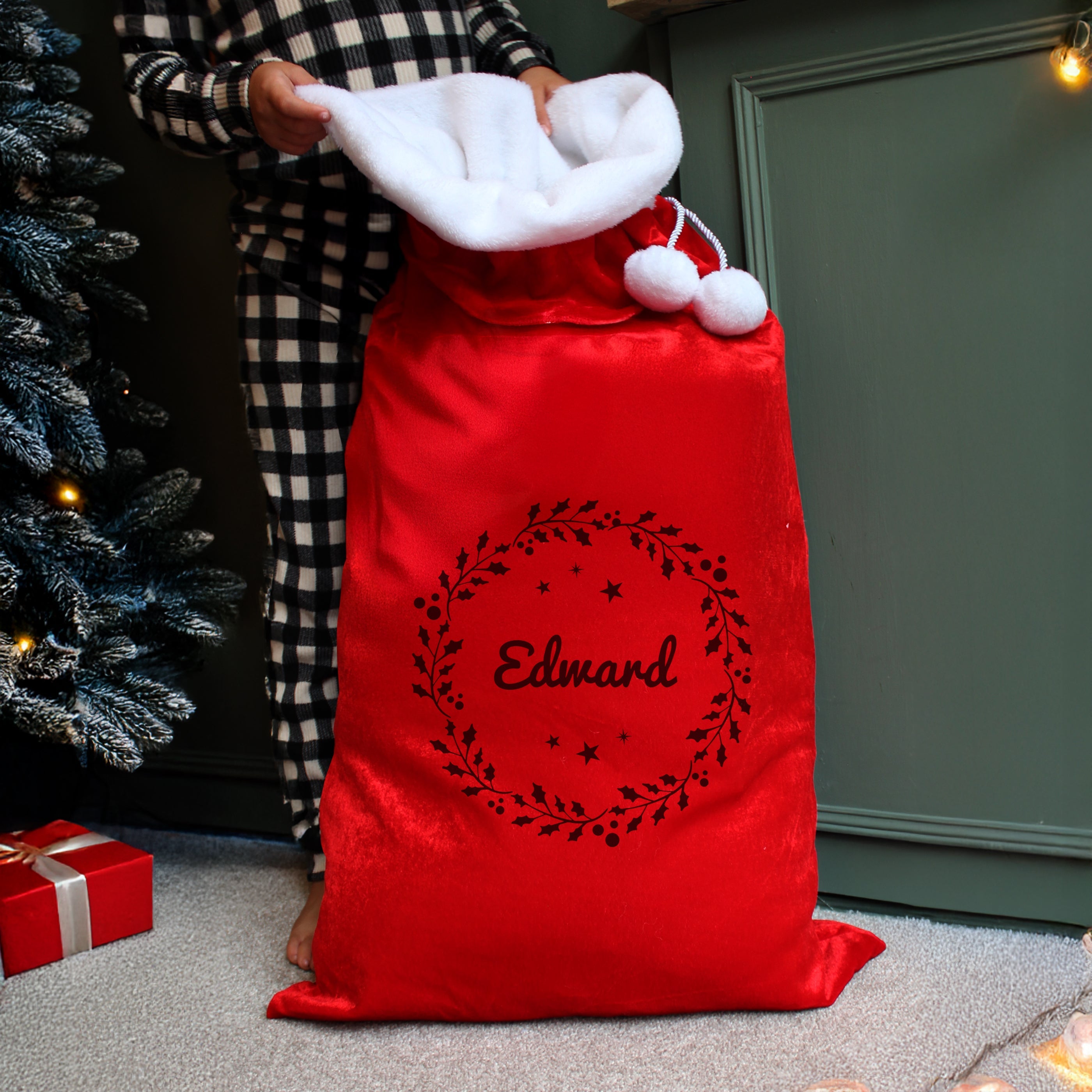 Personalised Holly Red Christmas Sack - Shop Christmas Sacks At Gift Moments - 3