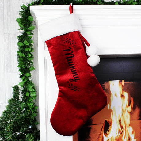 Personalised Holly Red Christmas Stocking: 4 - Christmas Stockings By Gift Moments