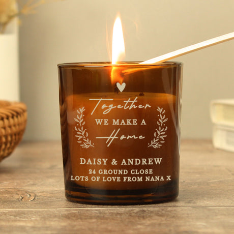 Personalised Home Amber Glass Candle: 1 - Candles By Gift Moments