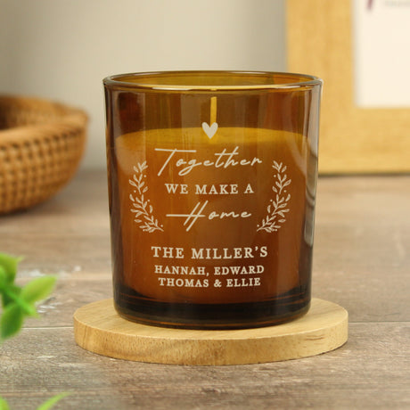 Personalised Home Amber Glass Candle: 5 - Candles By Gift Moments