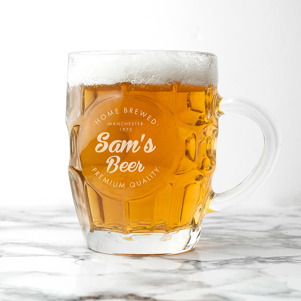Personalised Home Brewed Dimpled Beer Glass: 1 - Beer Glasses By Gift Moments