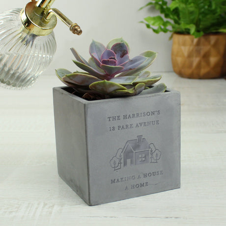 Personalised Our Home Concrete Plant Pot: 2 - Pots & Planters By Gift Moments
