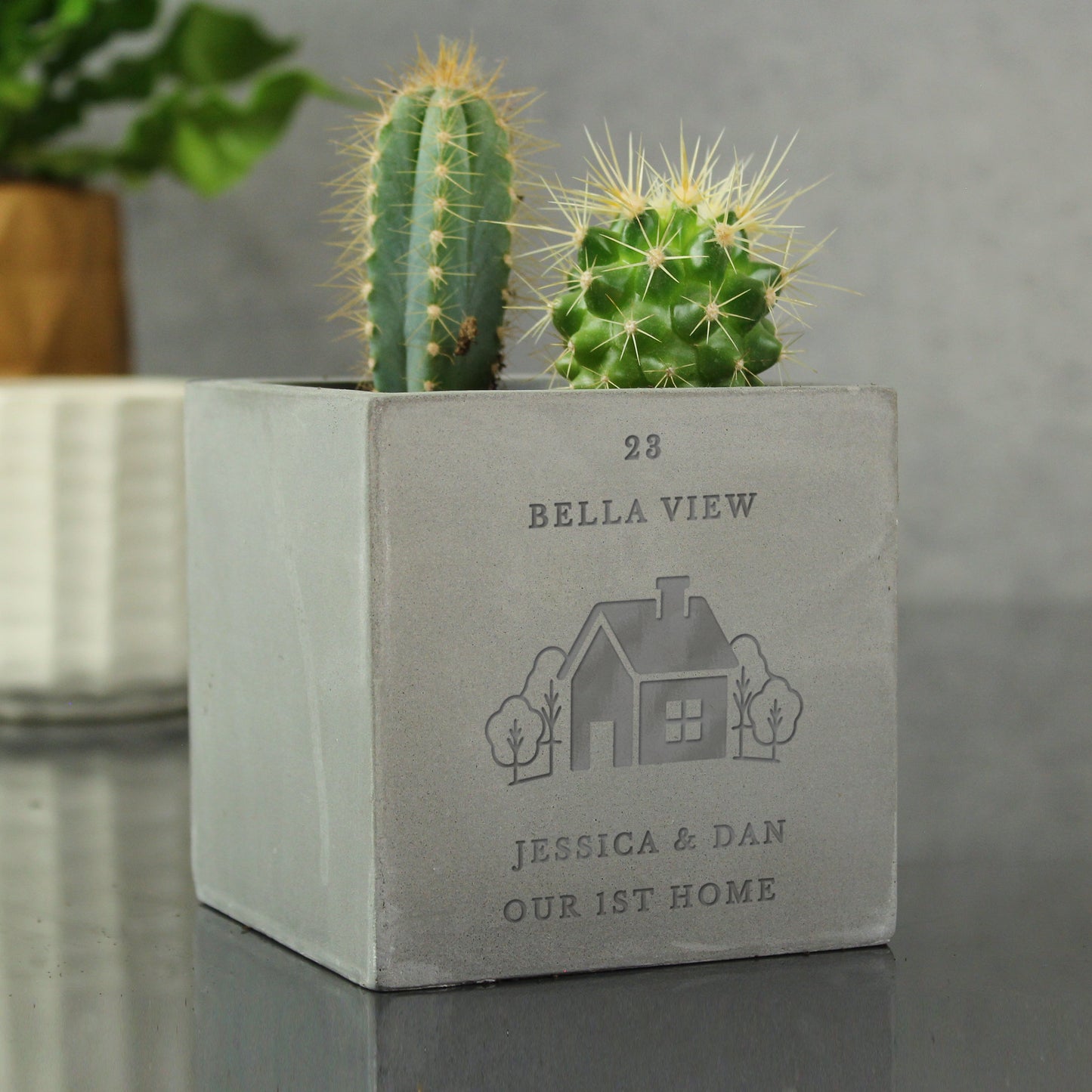 Personalised Our Home Concrete Plant Pot: 1 - Pots & Planters By Gift Moments
