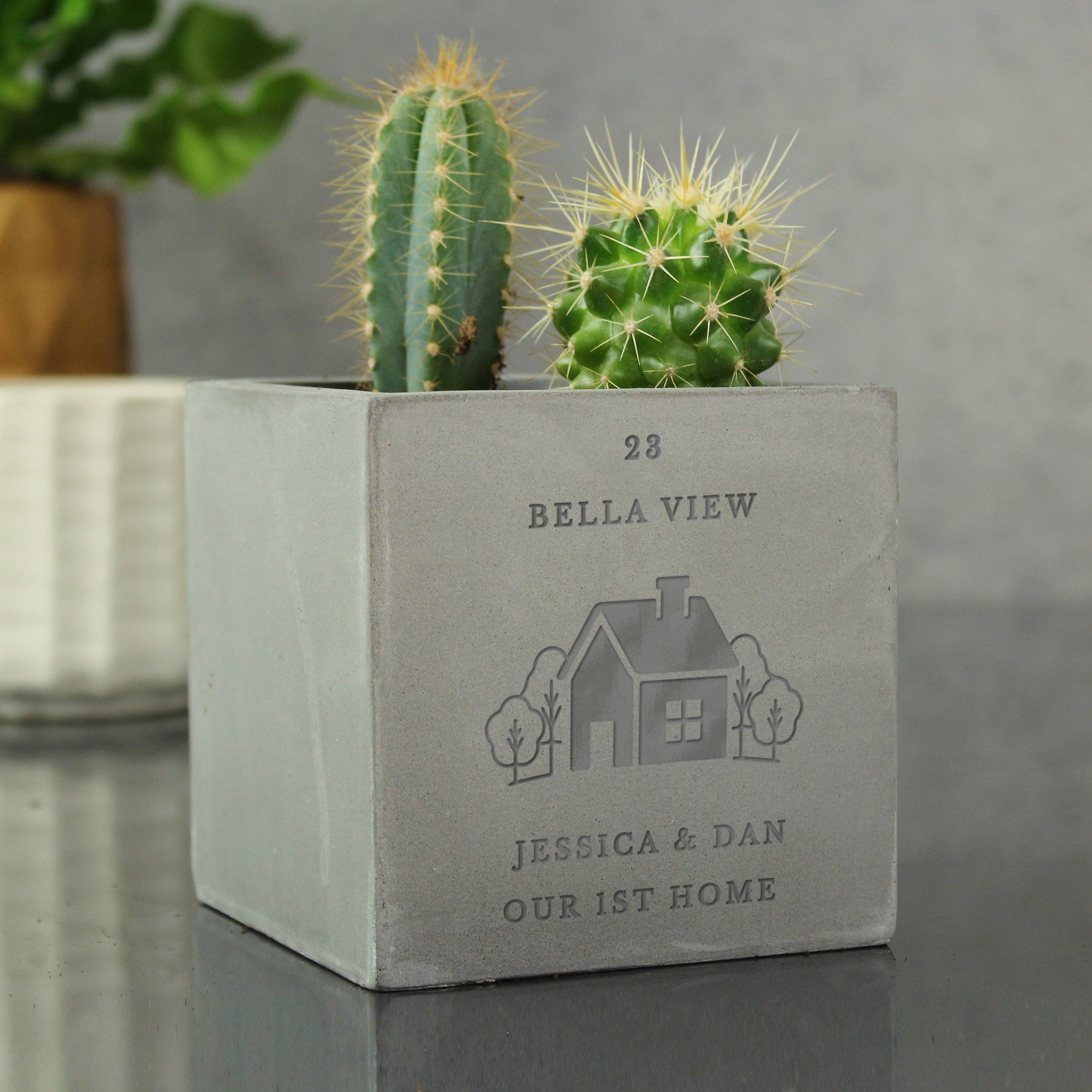 Personalised Our Home Concrete Plant Pot: 1 - Pots & Planters By Gift Moments