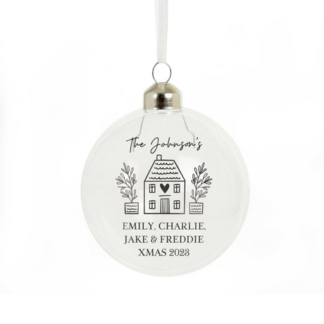 Personalised Home Glass Bauble: 2 - Christmas Baubles By Gift Moments