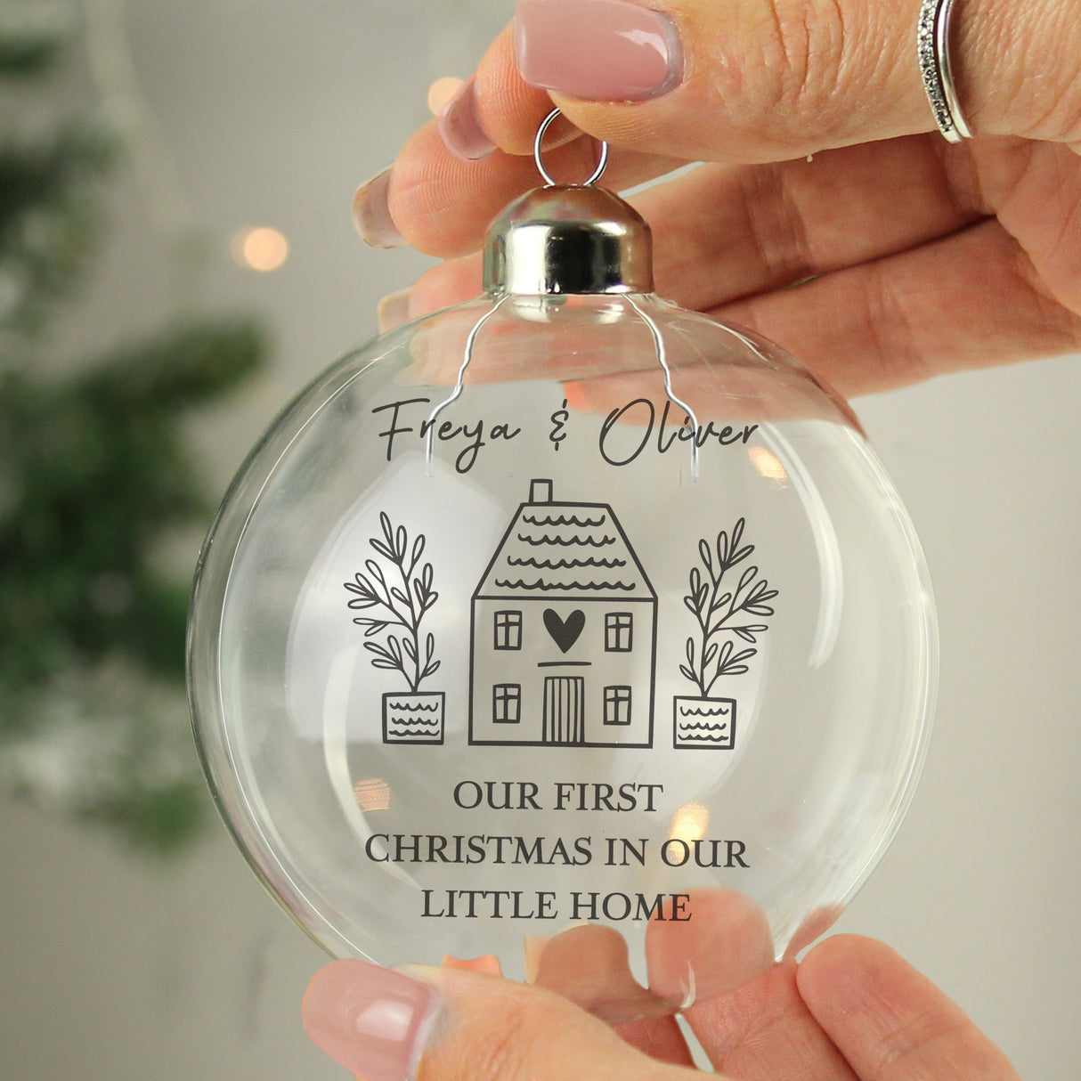 Personalised Home Glass Bauble: 2 - Christmas Baubles By Gift Moments