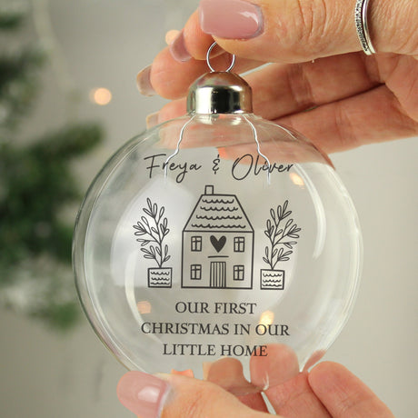 Personalised Home Glass Bauble: 2 - Christmas Baubles By Gift Moments