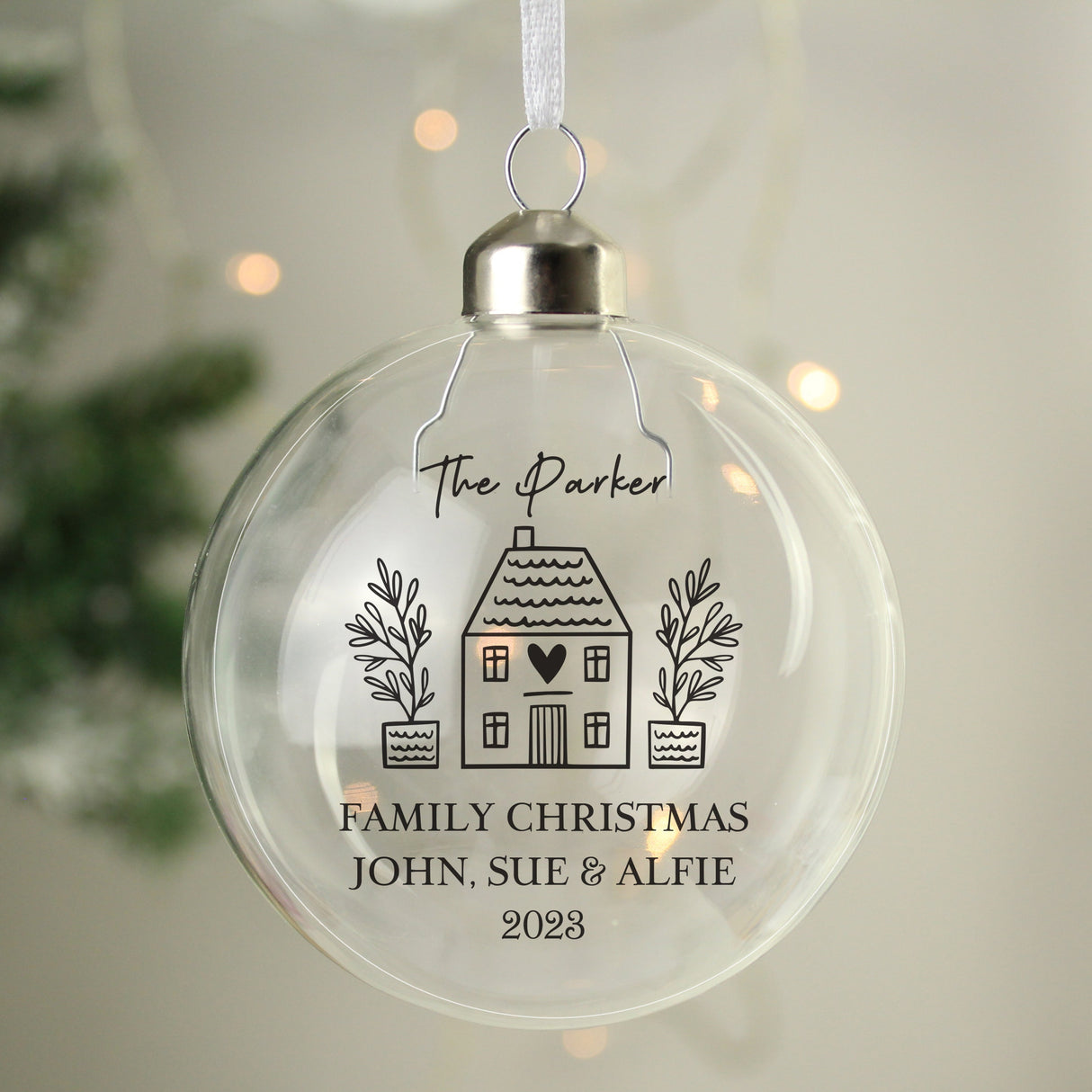 Personalised Home Glass Bauble: 4 - Christmas Baubles By Gift Moments