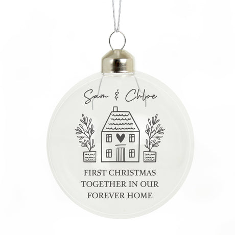Personalised Home Glass Bauble: 4 - Christmas Baubles By Gift Moments