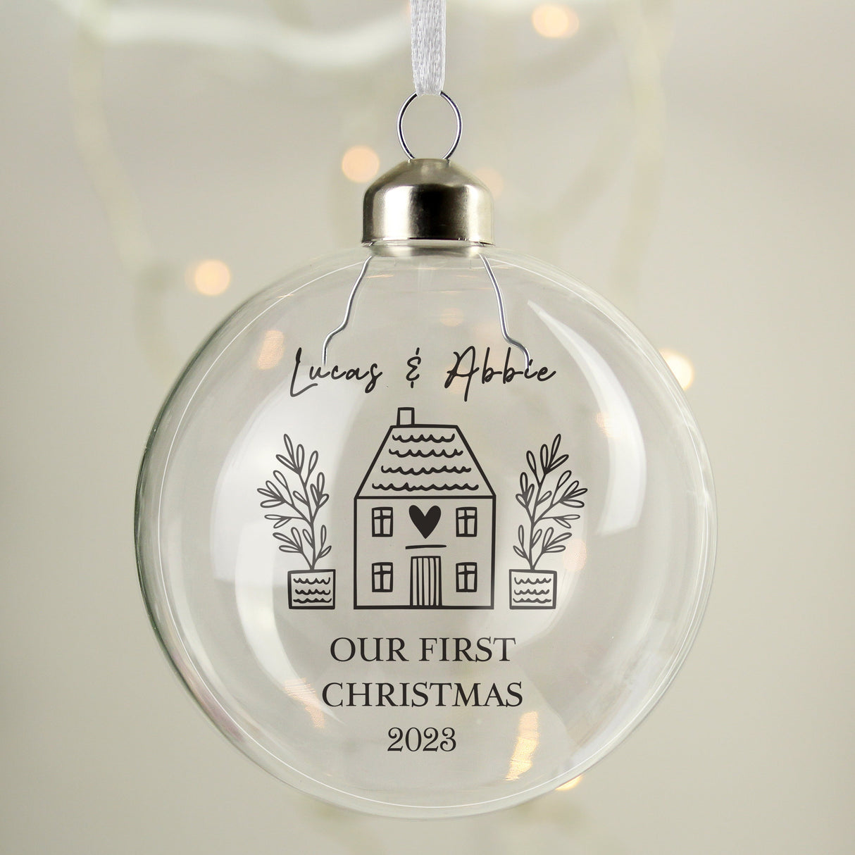 Personalised Home Glass Bauble: 3 - Christmas Baubles By Gift Moments