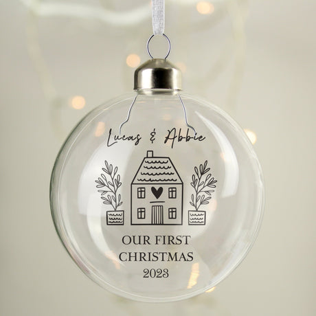 Personalised Home Glass Bauble: 3 - Christmas Baubles By Gift Moments