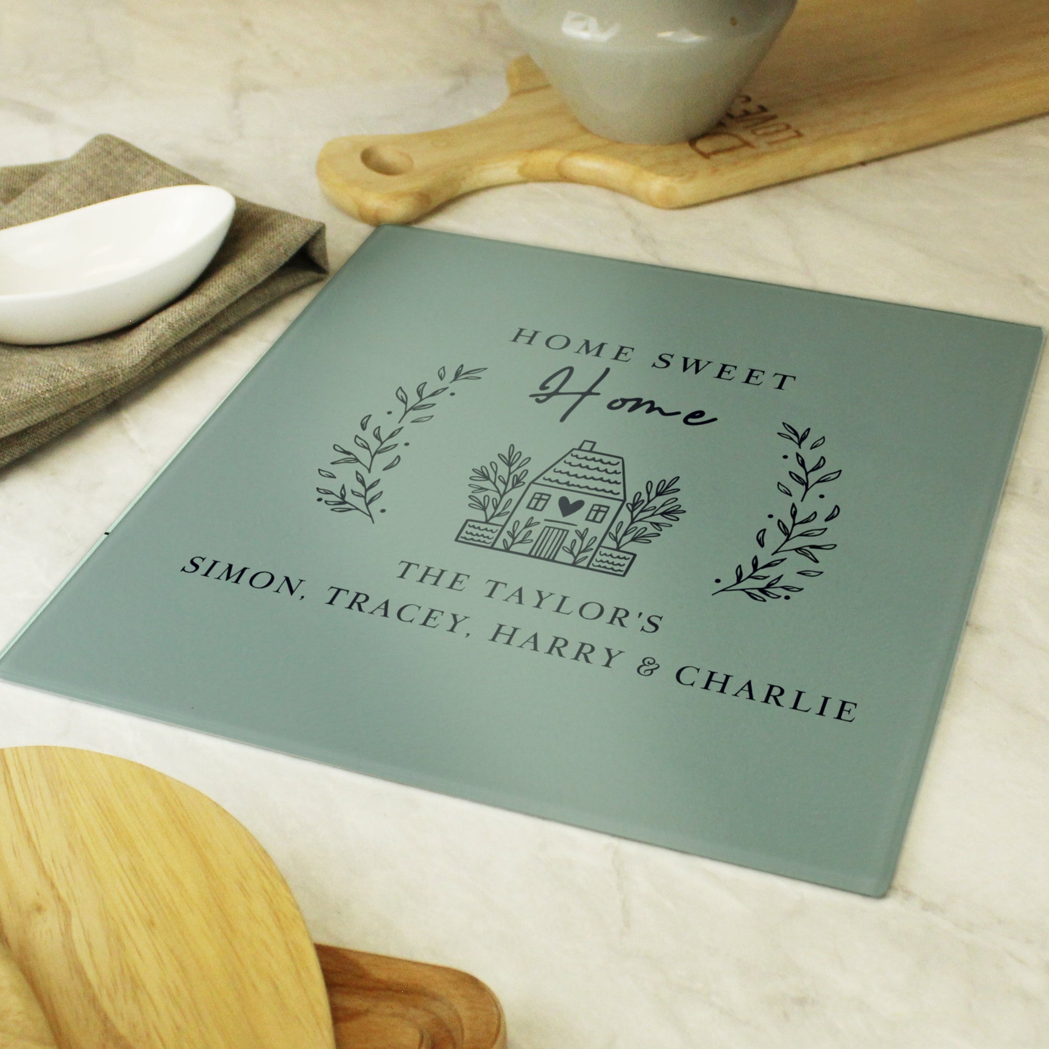 Personalised HOME Glass Chopping Board/Worktop Saver: 2 - Chopping Boards By Gift Moments