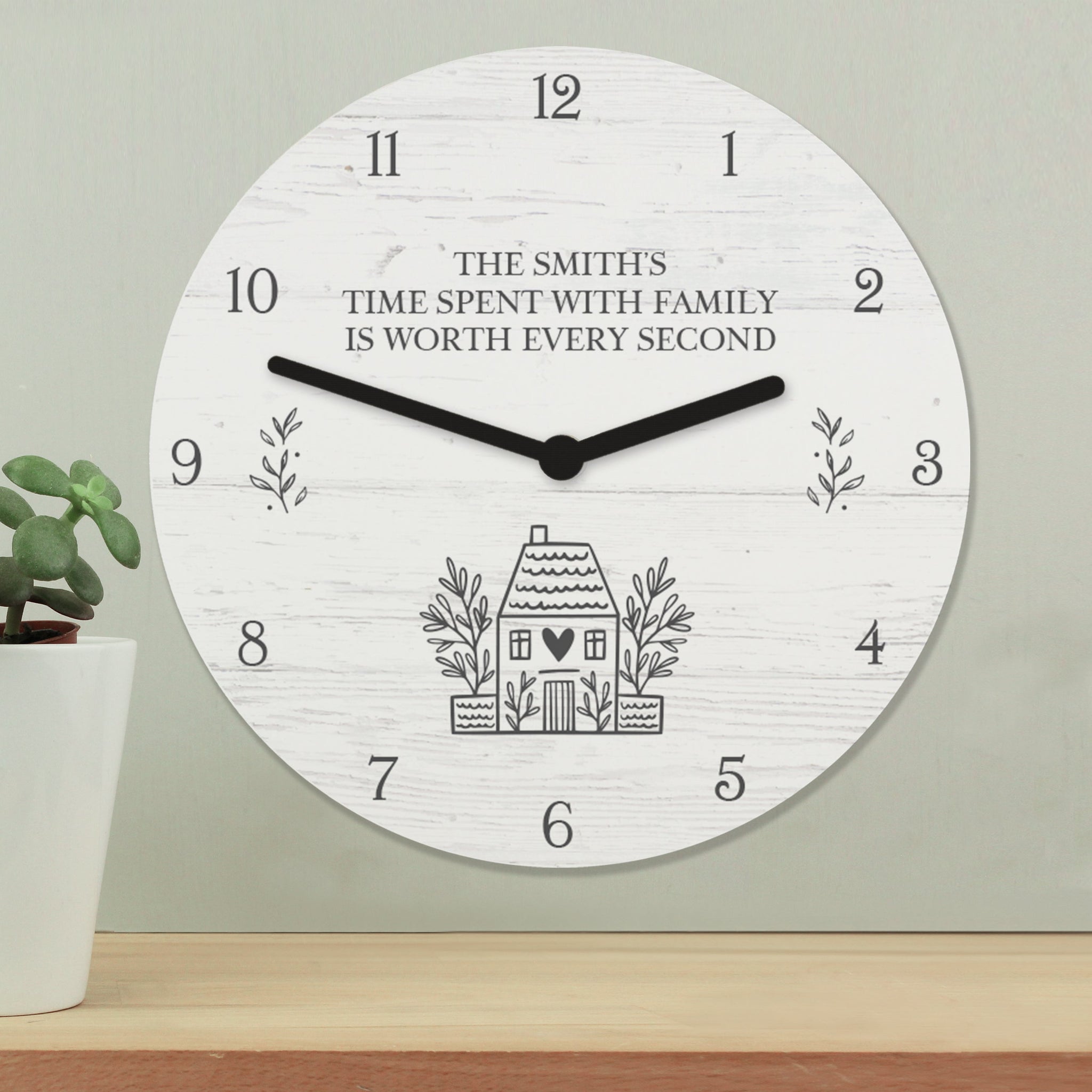 Personalised HOME Shabby Chic Wooden Clock: 2 - Clocks By Gift Moments