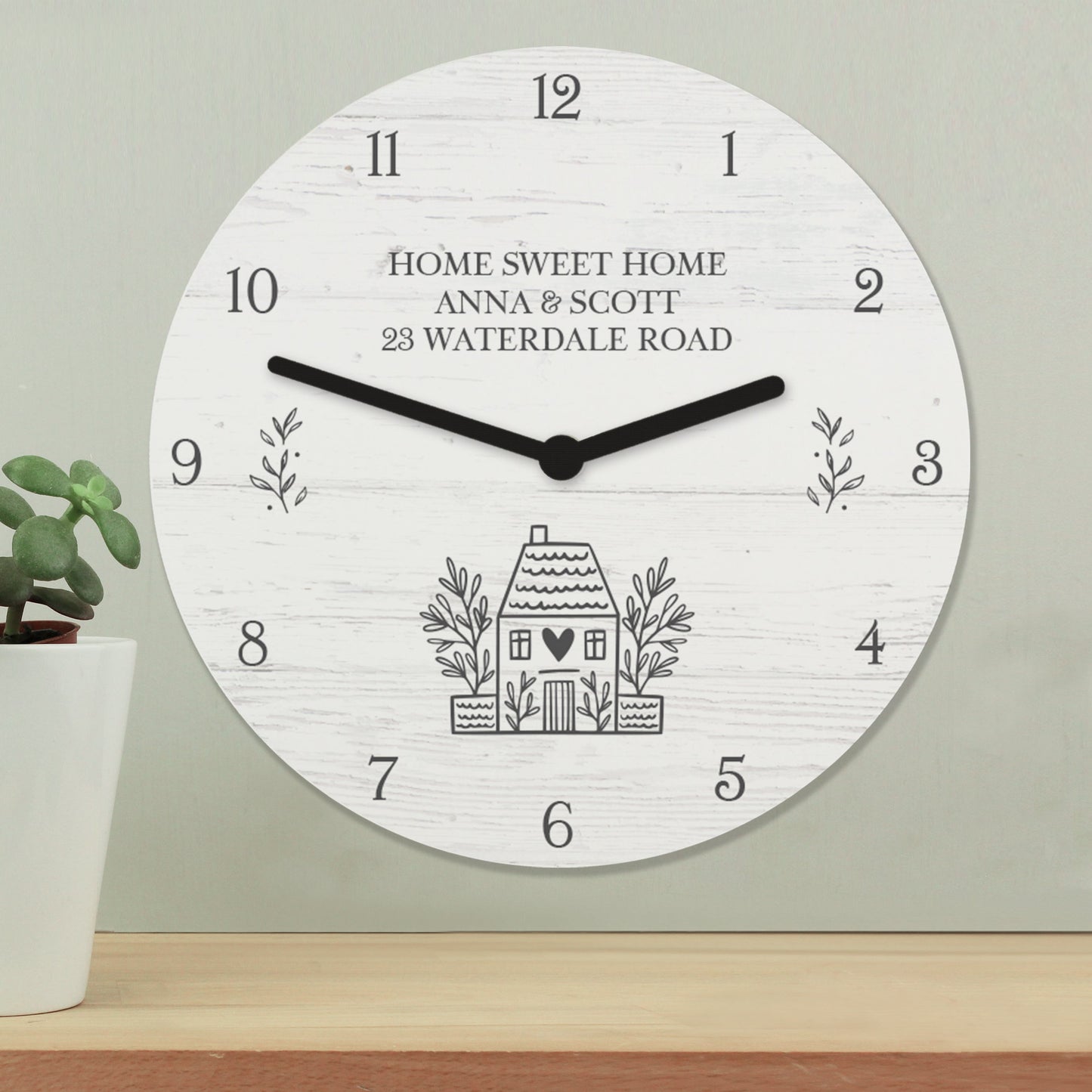 Personalised HOME Shabby Chic Wooden Clock: 4 - Clocks By Gift Moments